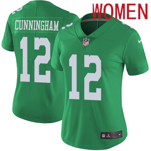 Women Philadelphia Eagles #12 Randall Cunningham Nike Green Vapor Limited Rush NFL Jersey